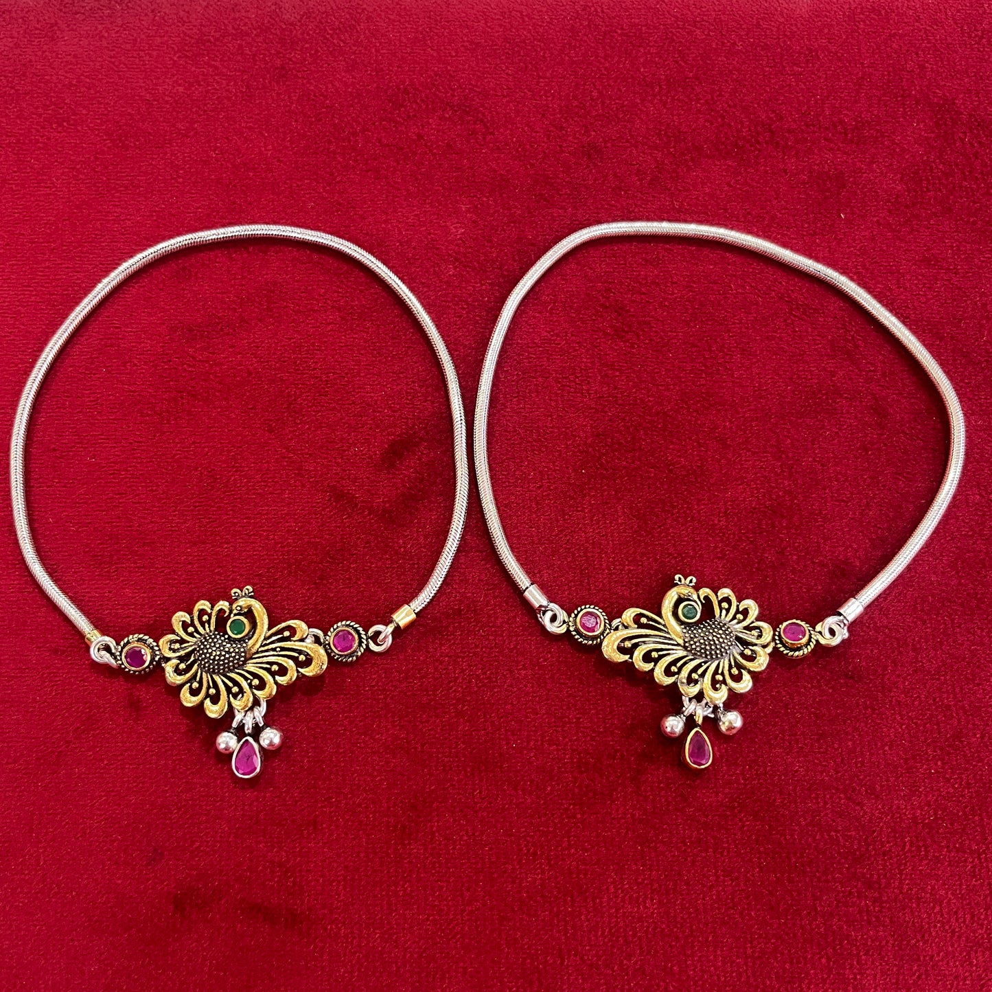 Antique Finish Peacock Brooch Anklet