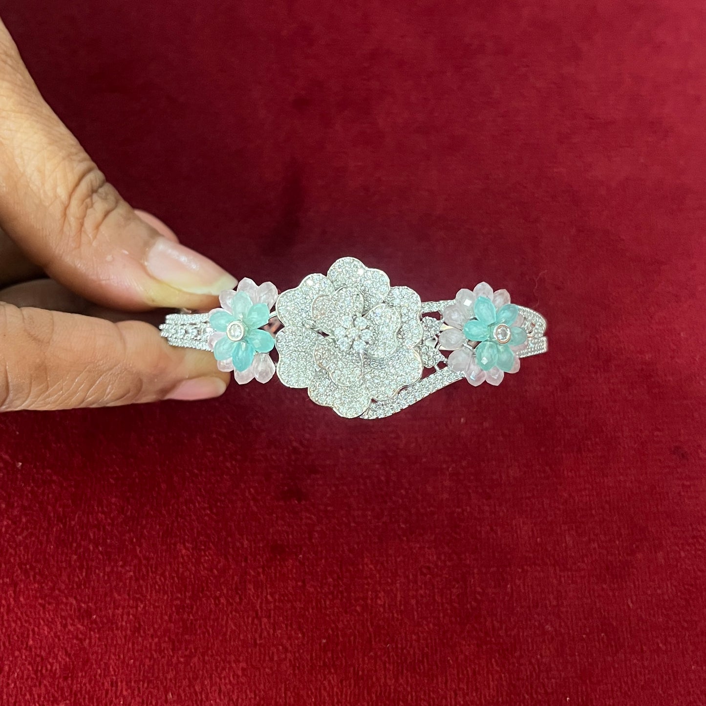 Floral Elegance Pastel Diamond Bracelet