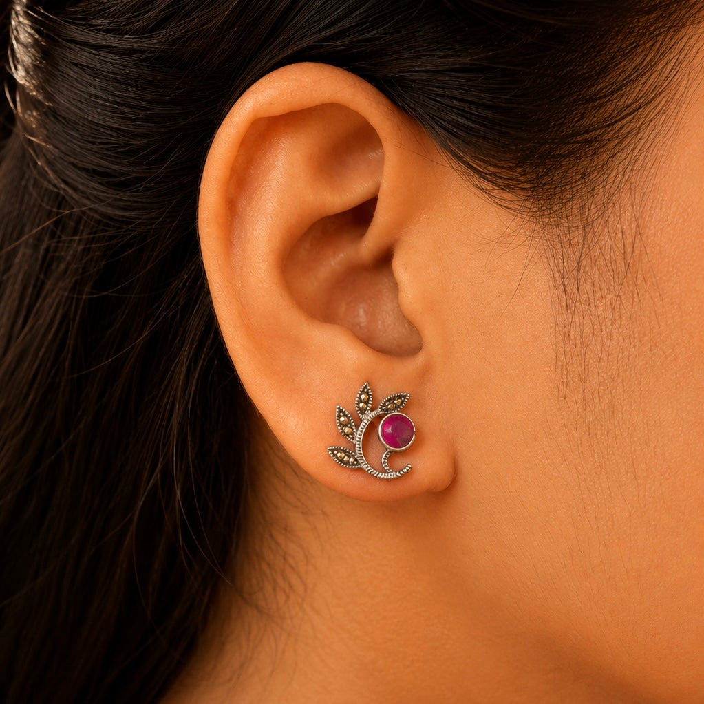 Ruby Vine Marcasite Silver Necklace
