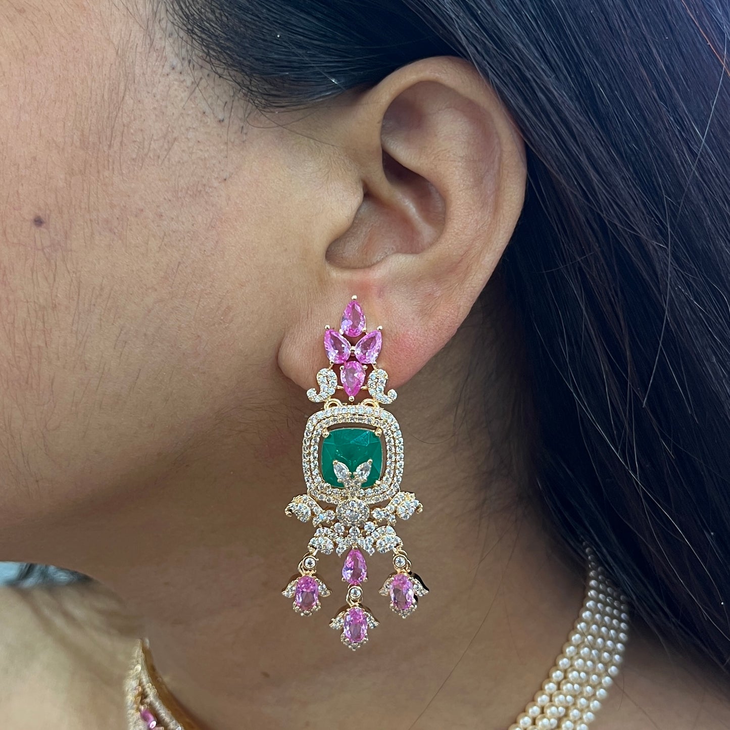 Emerald Blush – Rose Gold Chic Necklace Set