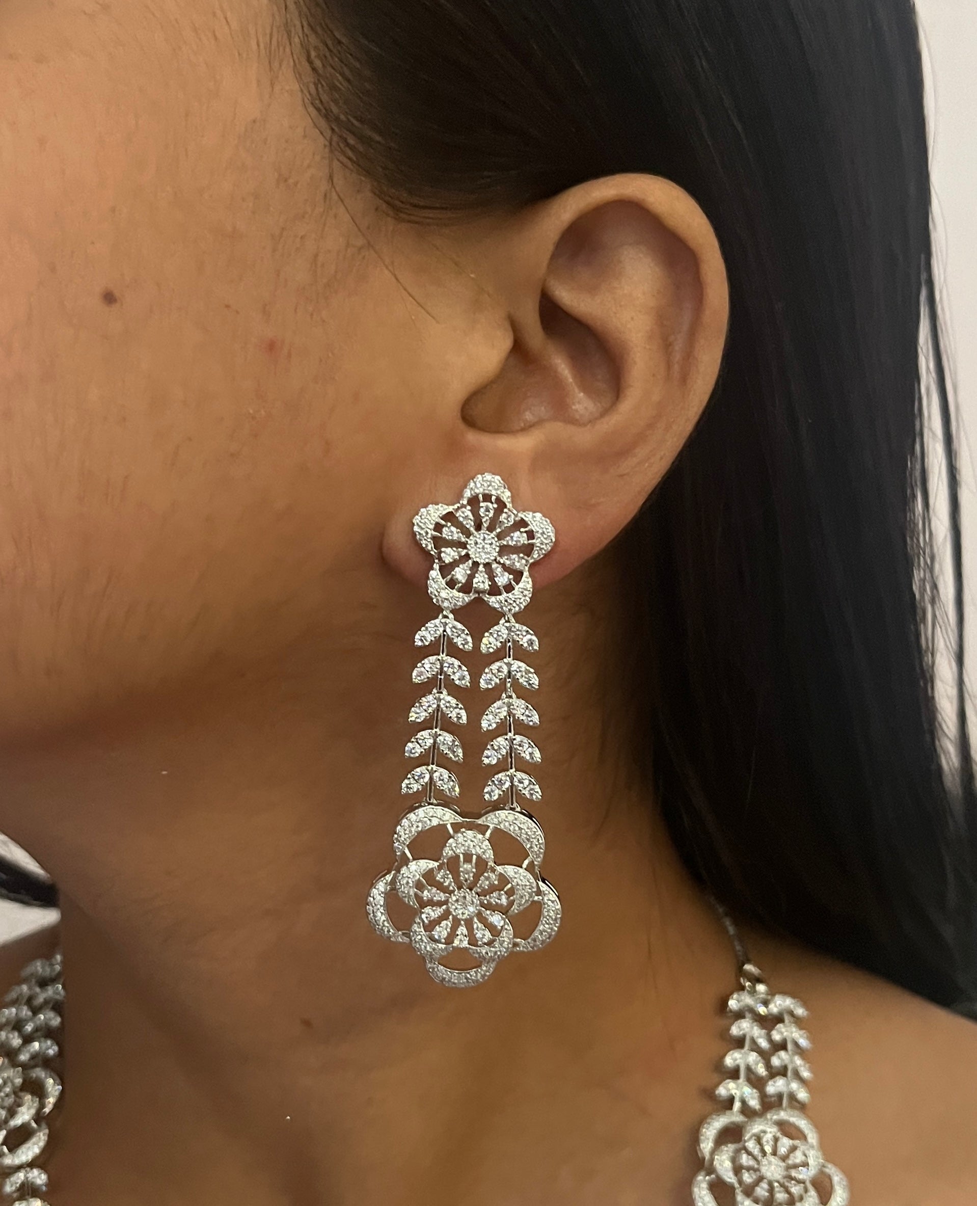 Zenia Flower American Diamond Necklace