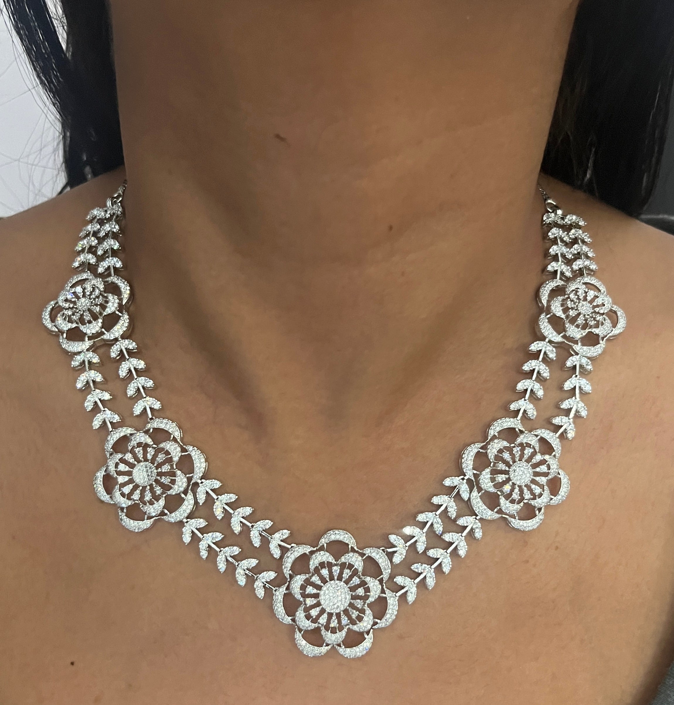 Zenia Flower American Diamond Necklace