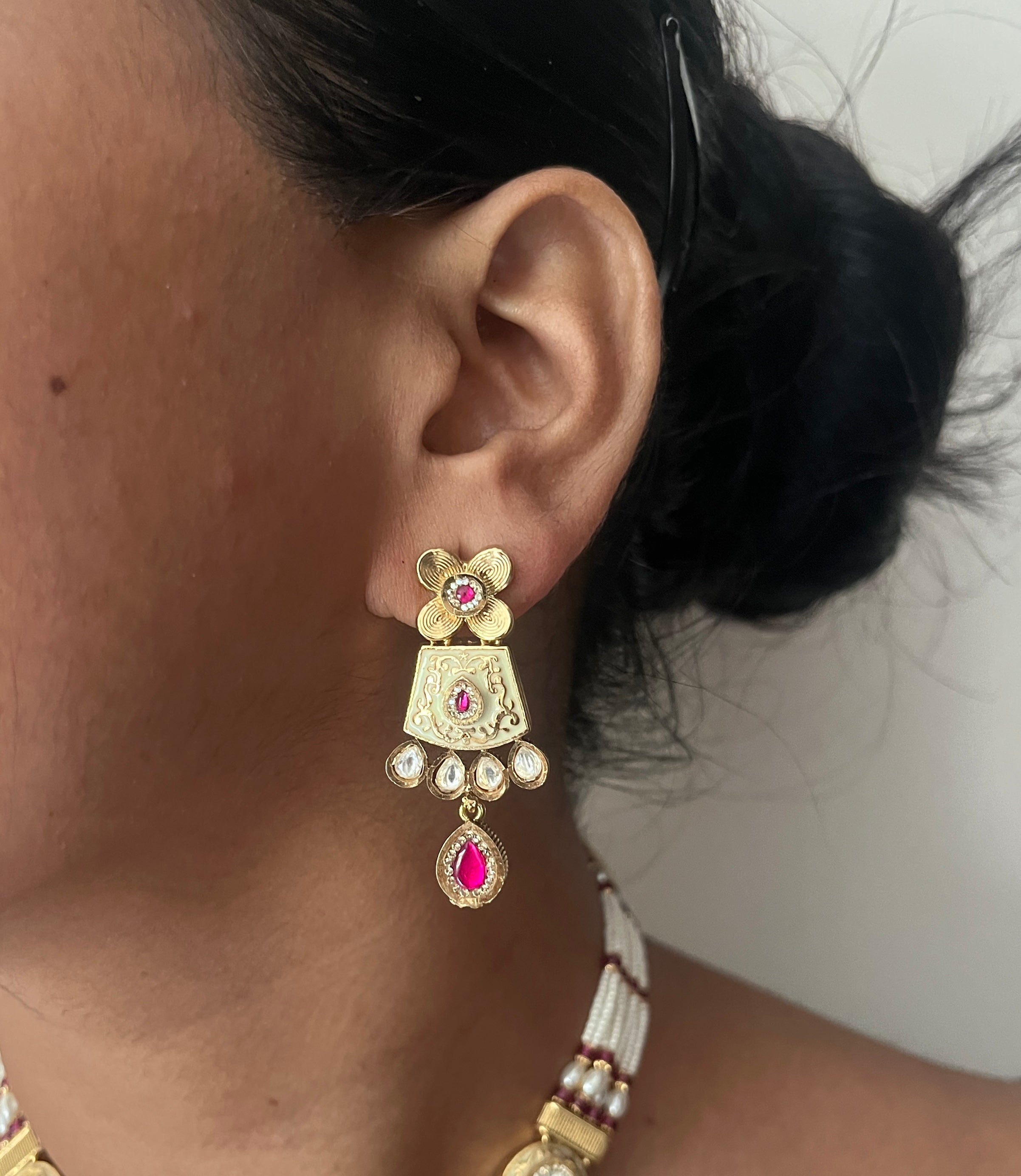 Sneha Dainty Ruby Enamel Chic Set