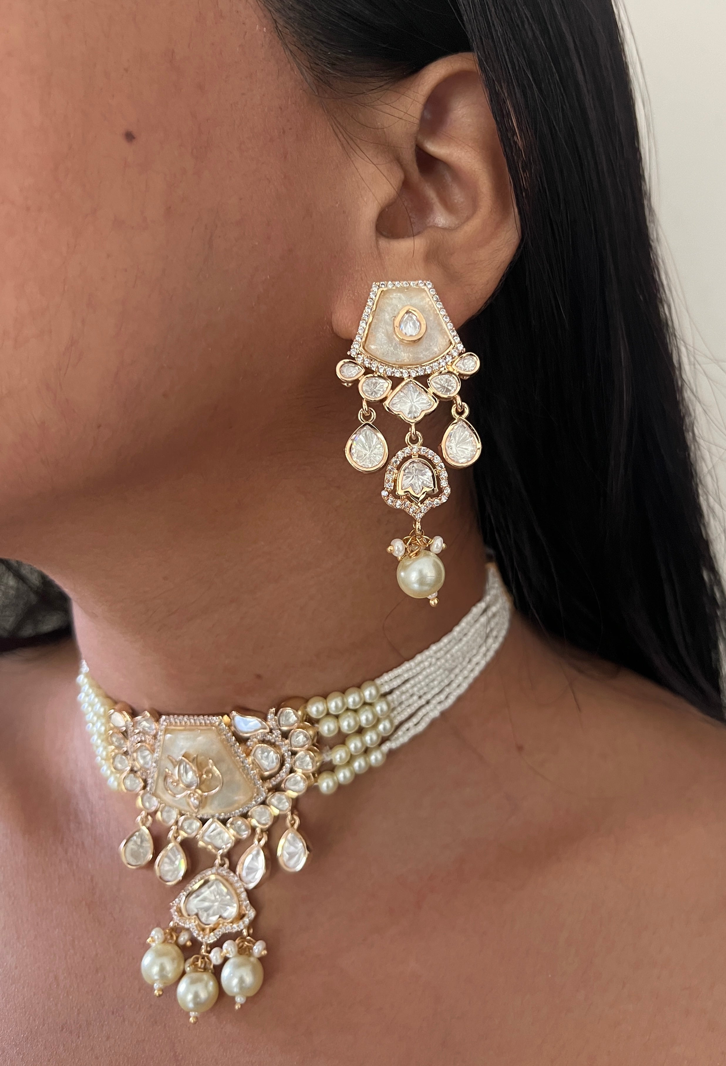 Mother Of Pearl & Kundan Chic Set