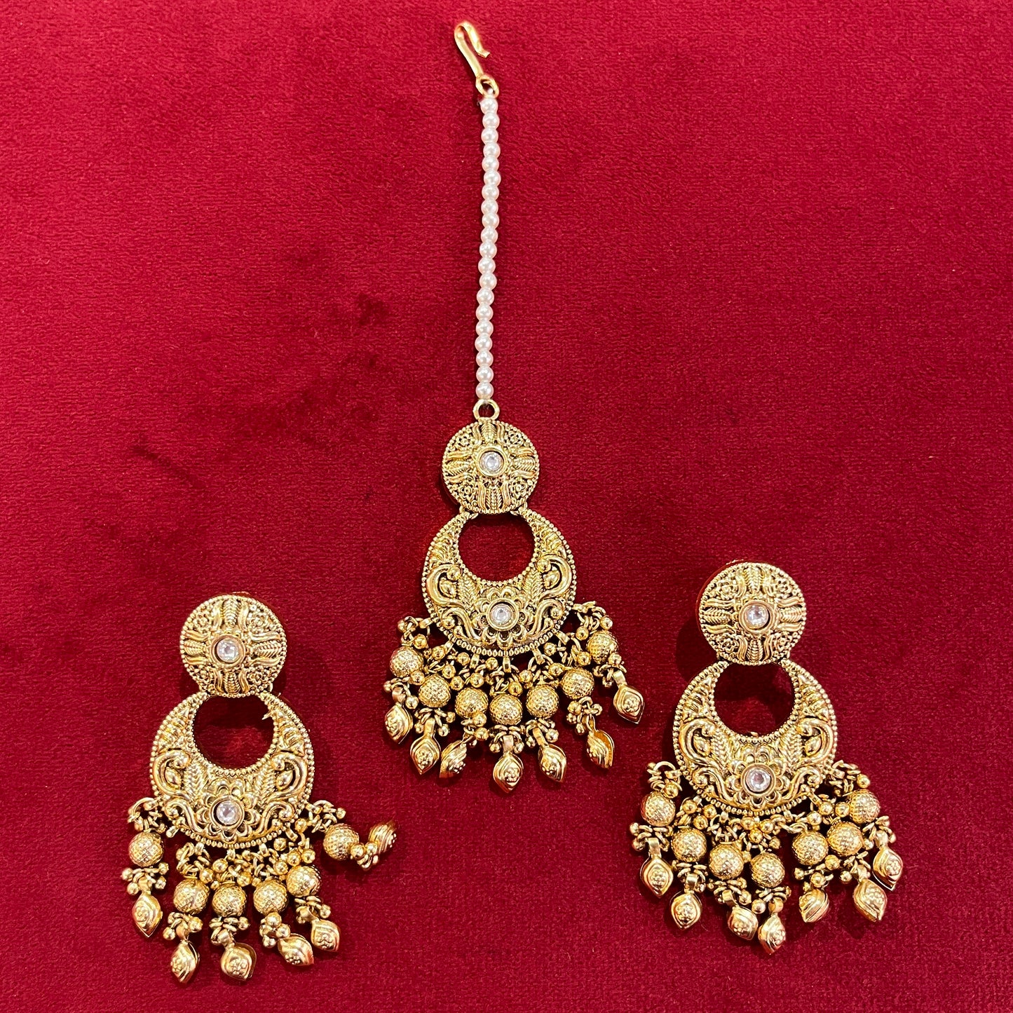 Antique Gold Chand Drop Punjabi Choker Set
