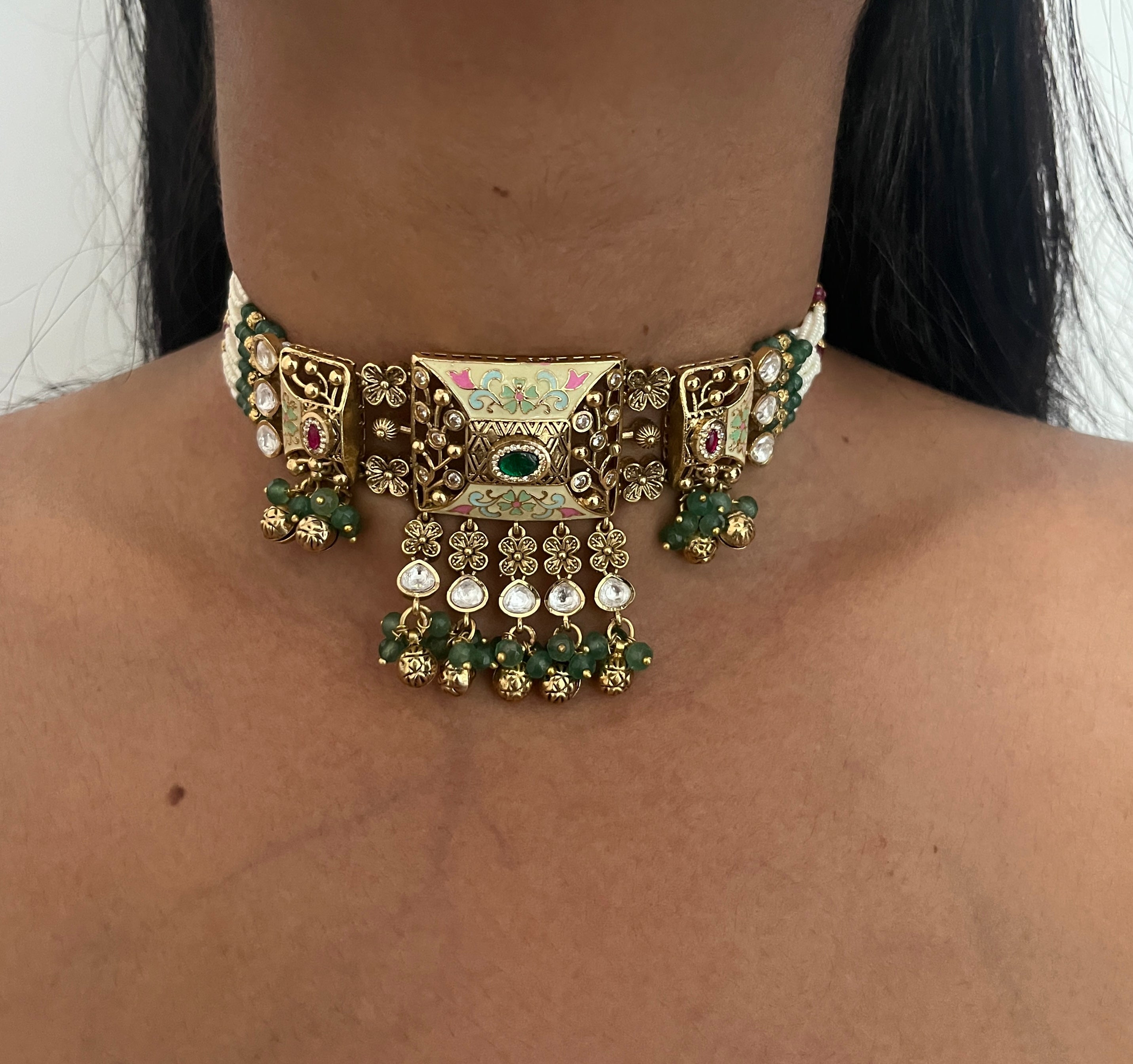 Regal Enamel & Coloured Stone Choker