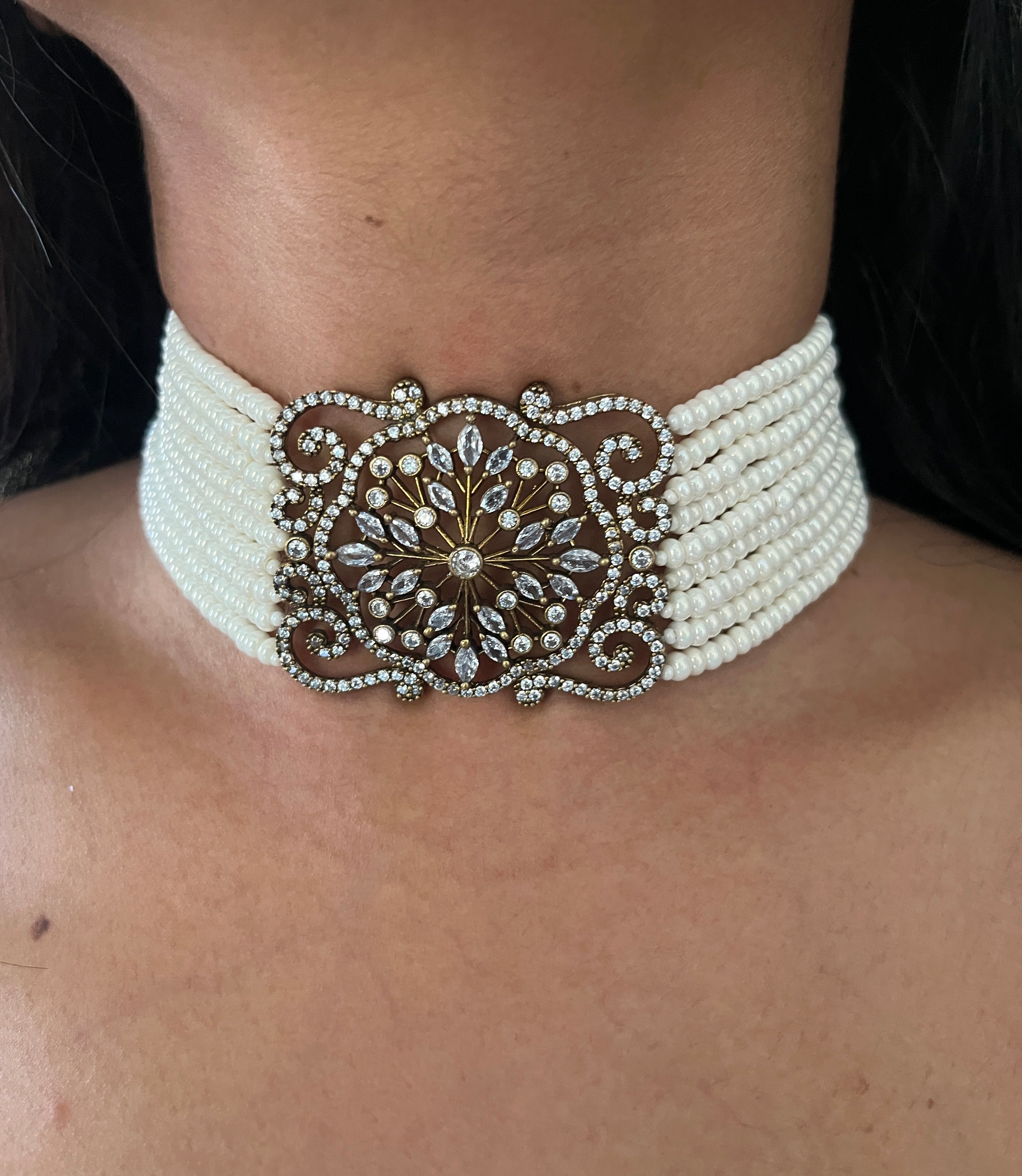 Classy American Diamond Victorian Choker