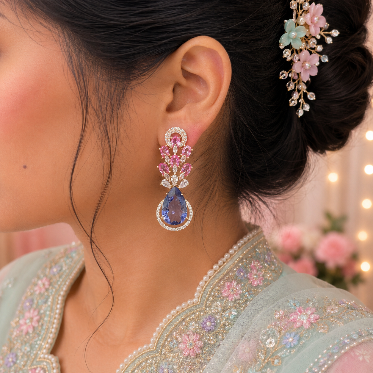 Royal Dewdrop Statement Earrings