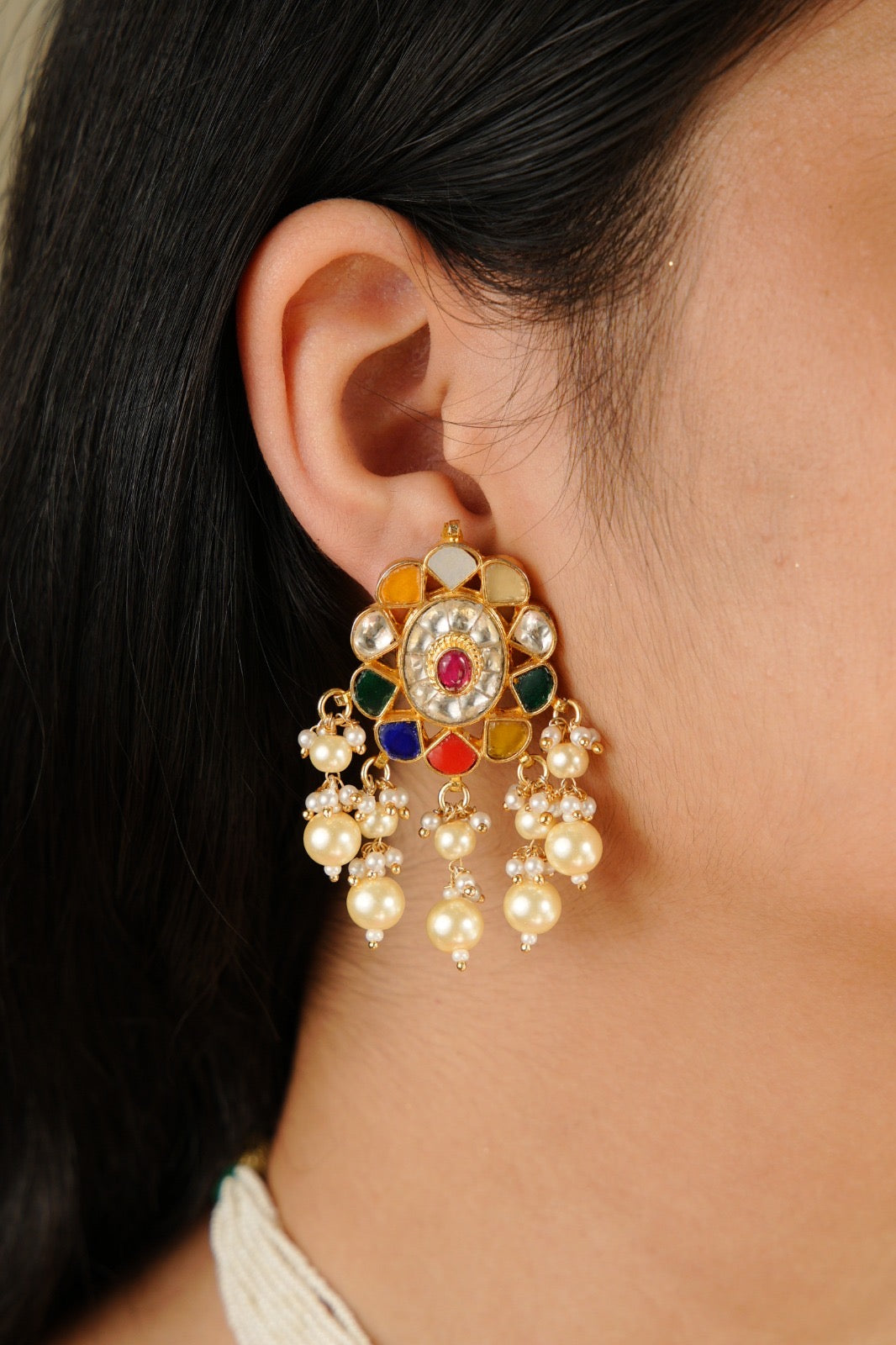 Floral Navratan Kundan Choker
