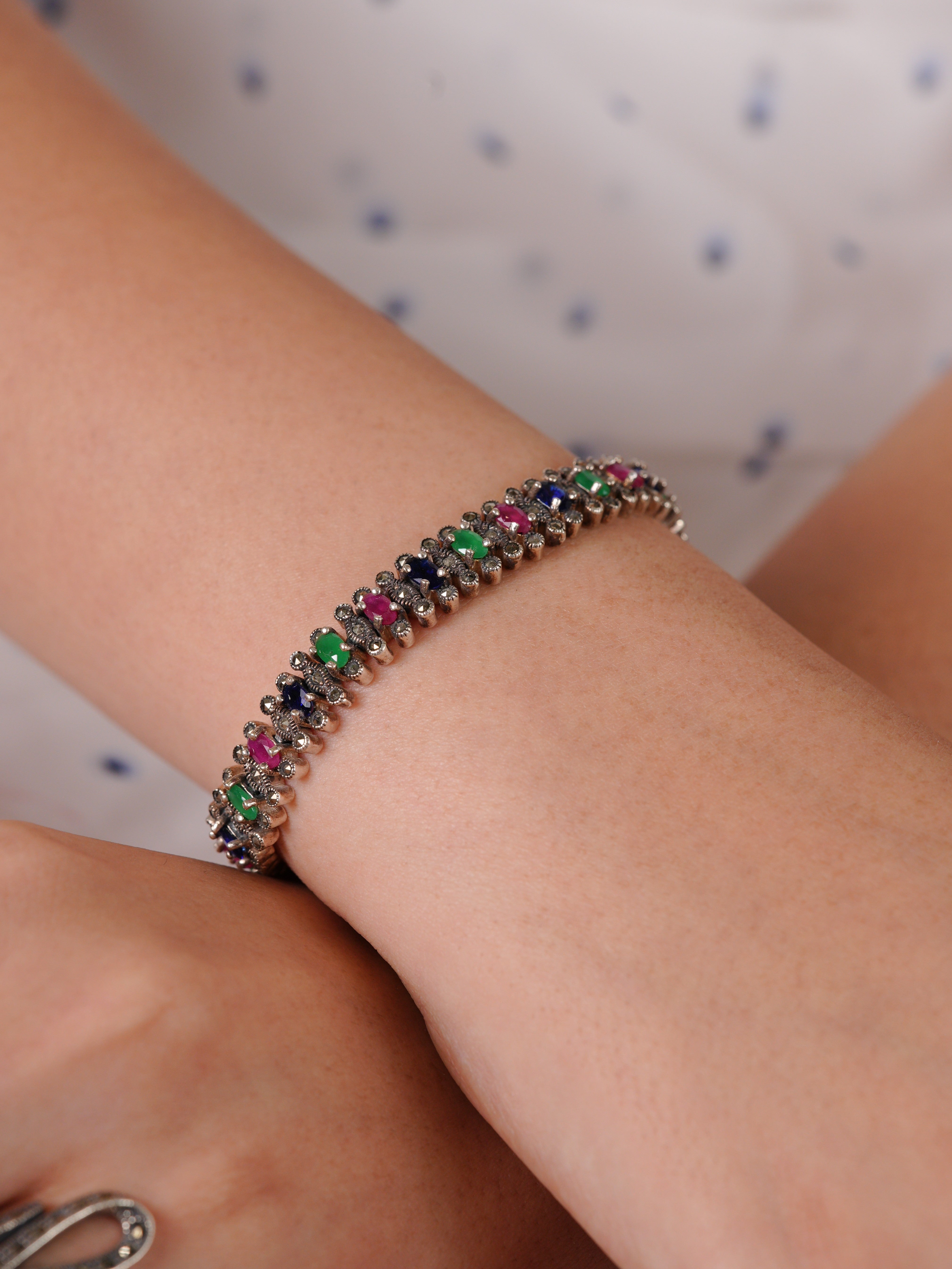 Trio Gem Marcasite Bracelet