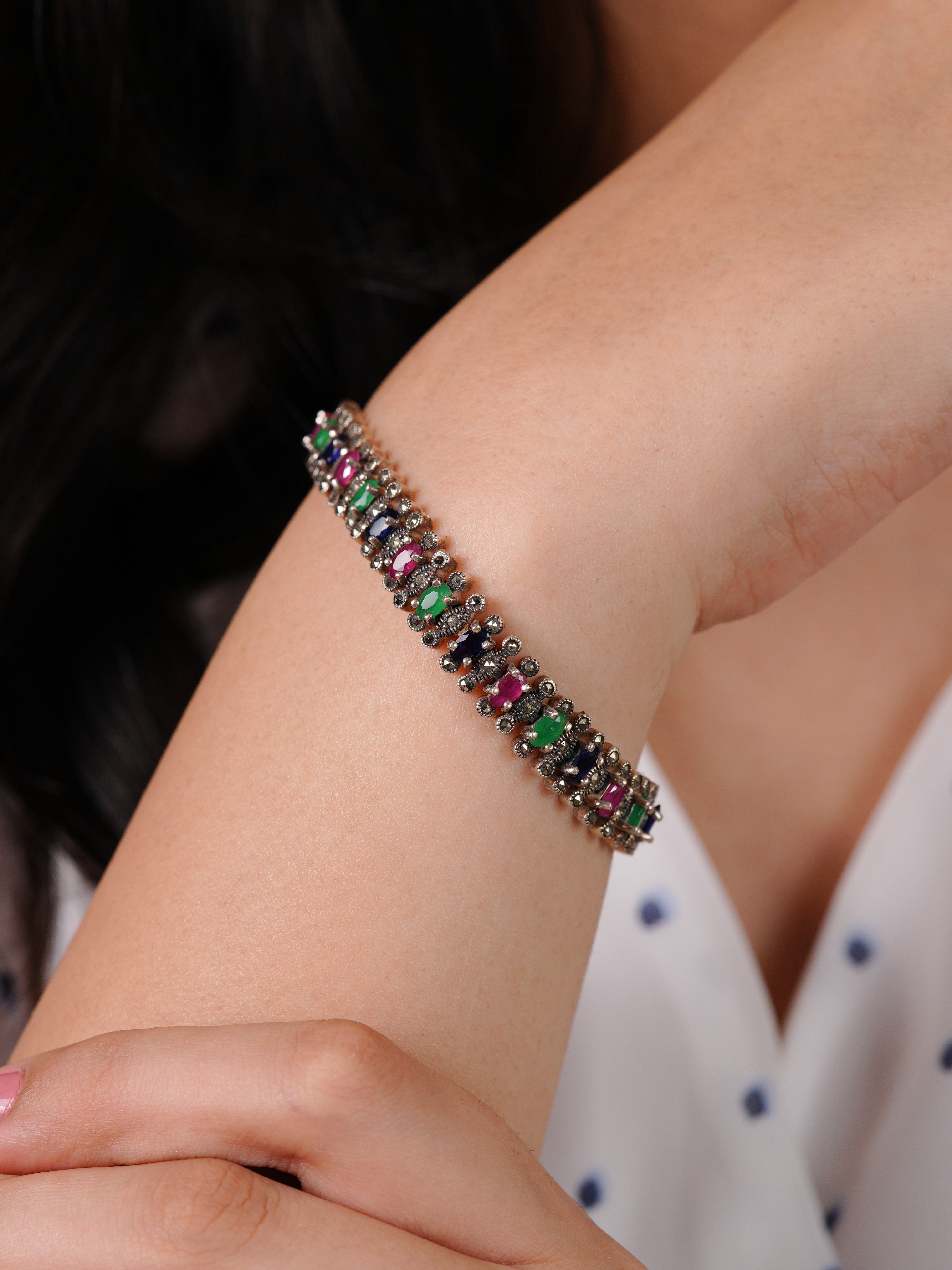 Trio Gem Marcasite Bracelet