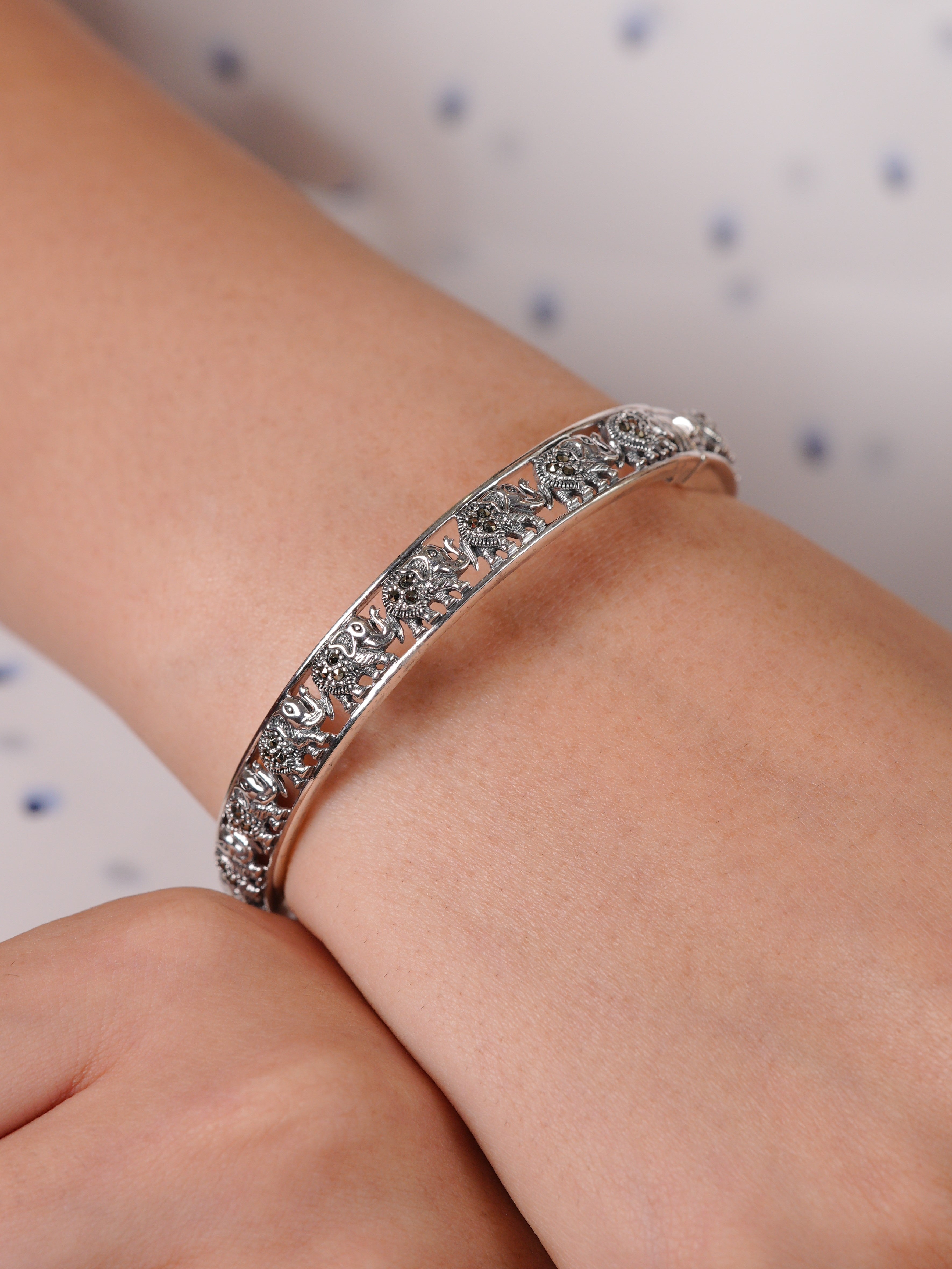 Elephant Grace Marcasite Bracelet