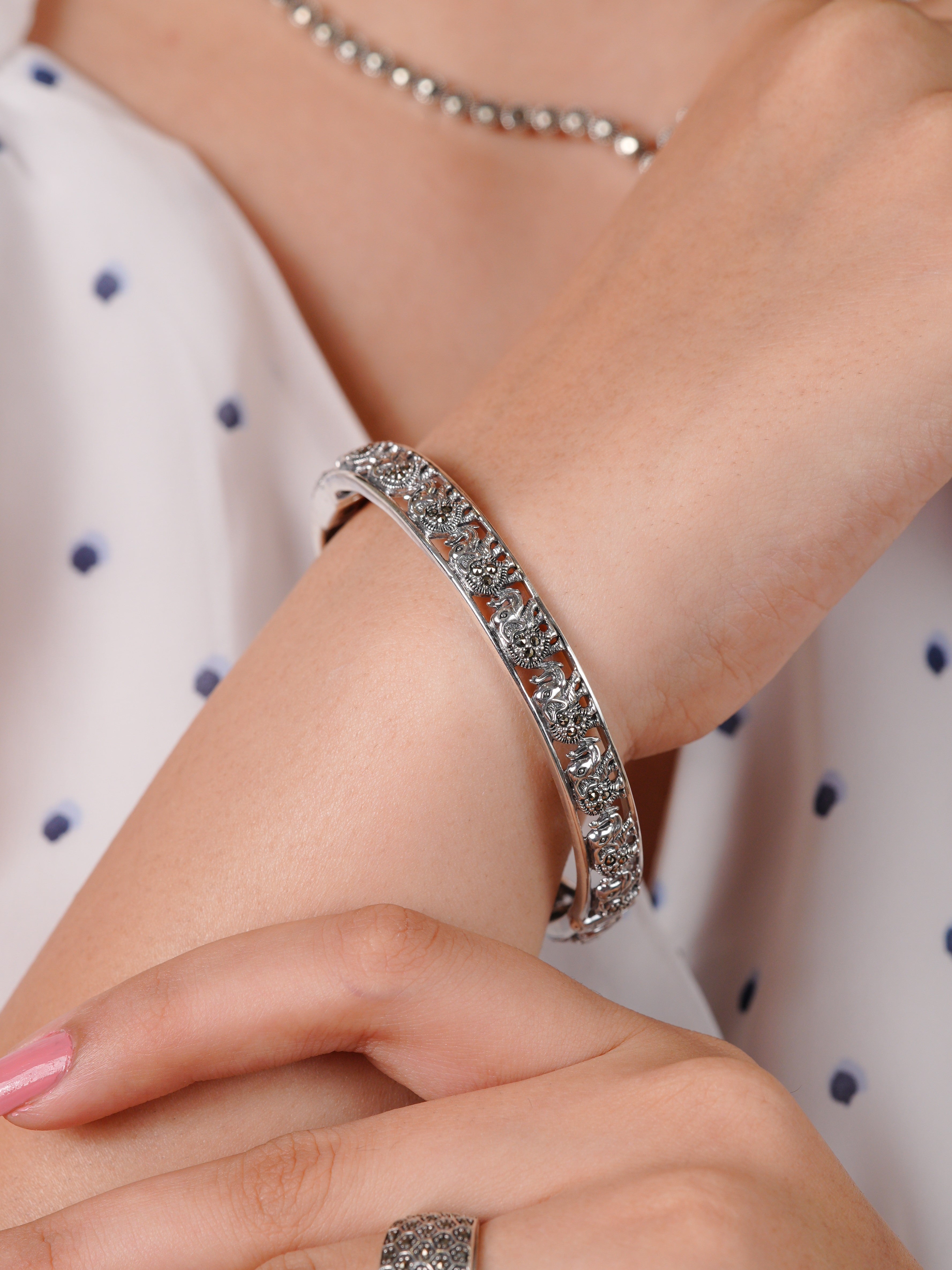 Elephant Grace Marcasite Bracelet