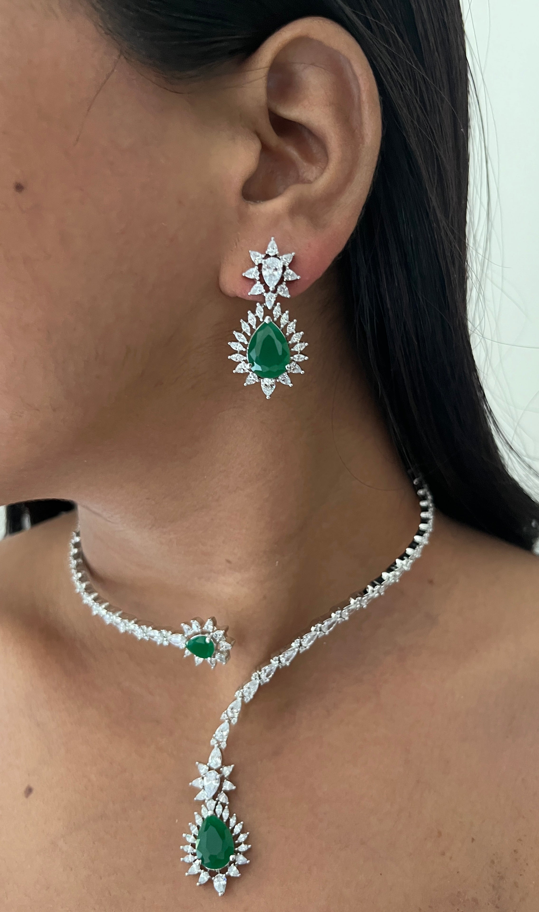 Dainty Doublet & American Diamond Collar Necklace