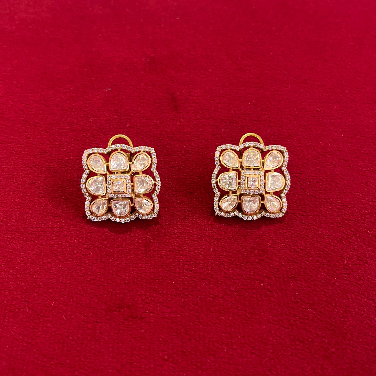 Gul Square Polki Studs