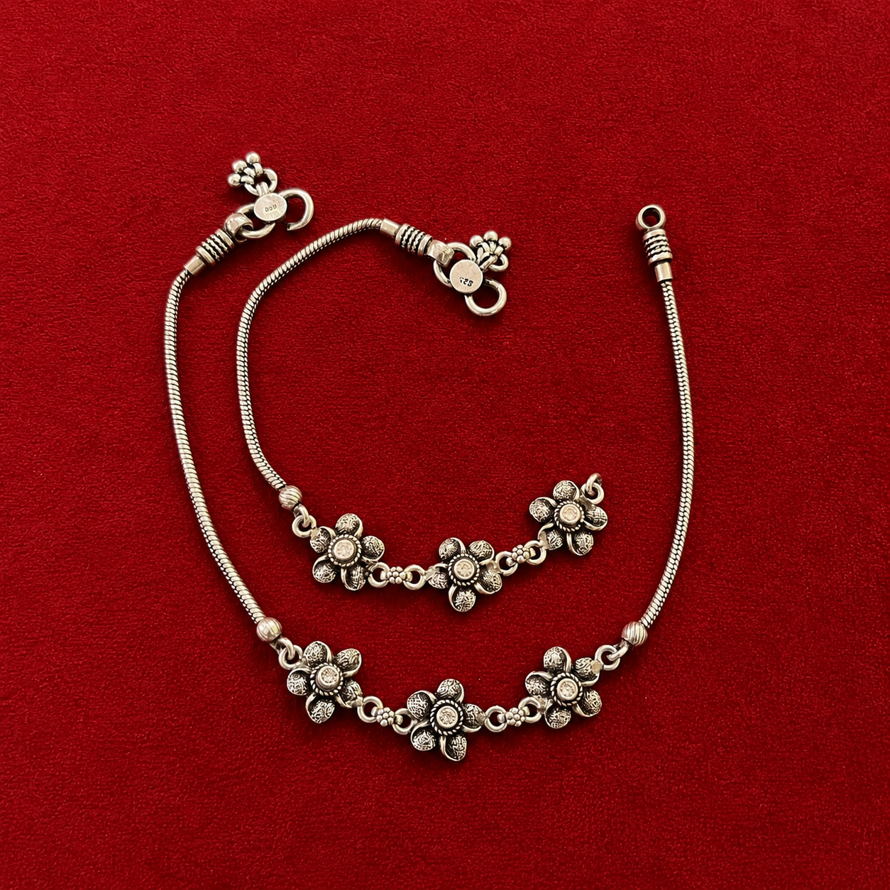 Gulbahar Handmade Oxidized Silver Payal