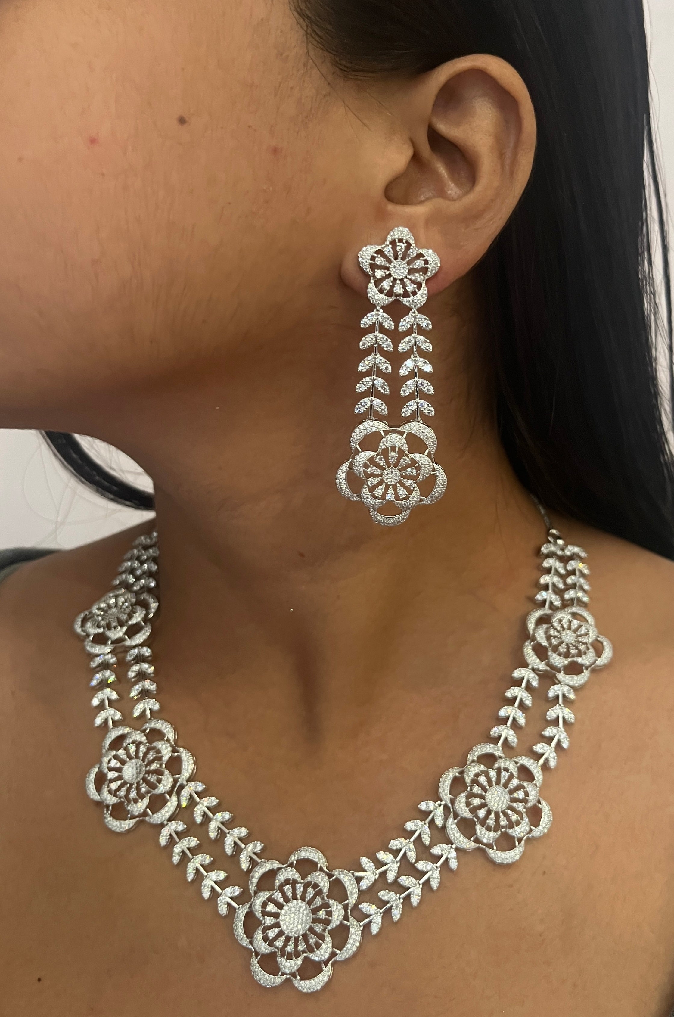 Zenia Flower American Diamond Necklace