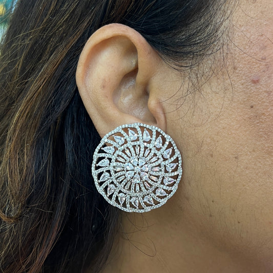 Elegant Big Round American Diamond Stud Earrings