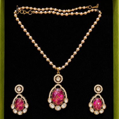 Noorika Marble Stone Pendant Set