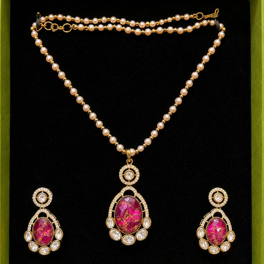 Noorika Marble Stone Pendant Set
