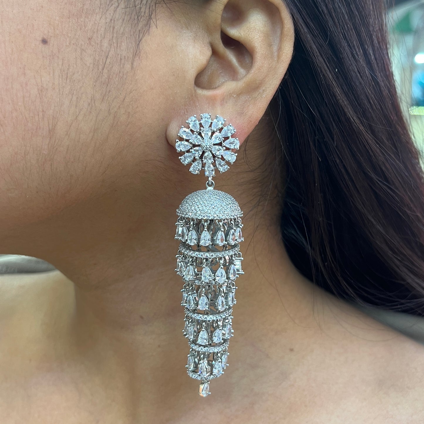 Ziyaara 5-Tier American Diamond Chandelier Jhumki