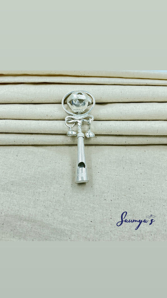 Pure silver baby Rattle with Single Drum!