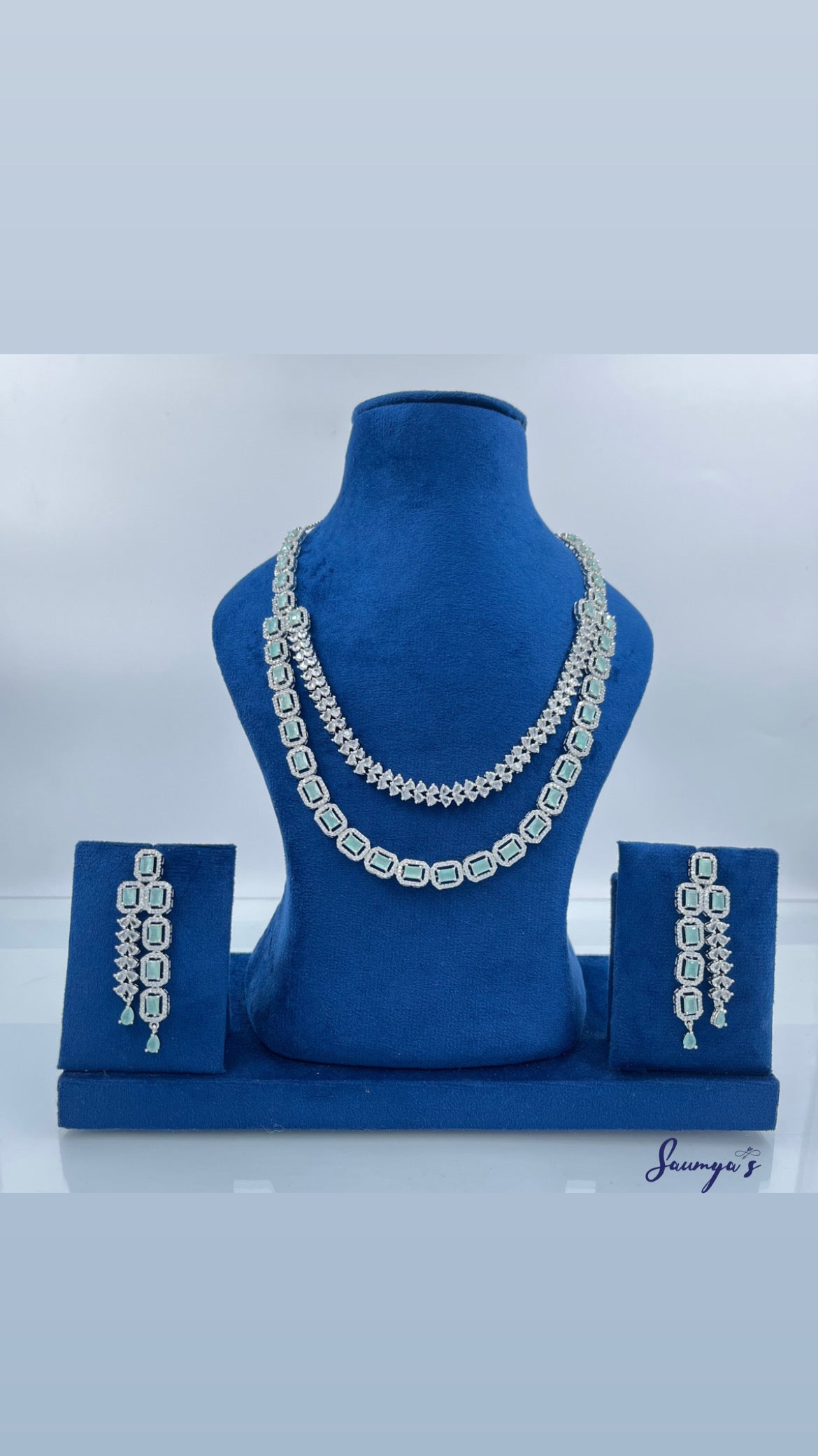 AD Elegant Double Line Set With Long Earrings!