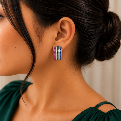 Luxe Triple Row Hoop Earrings