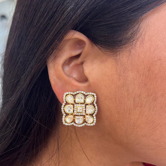Gul Square Polki Studs