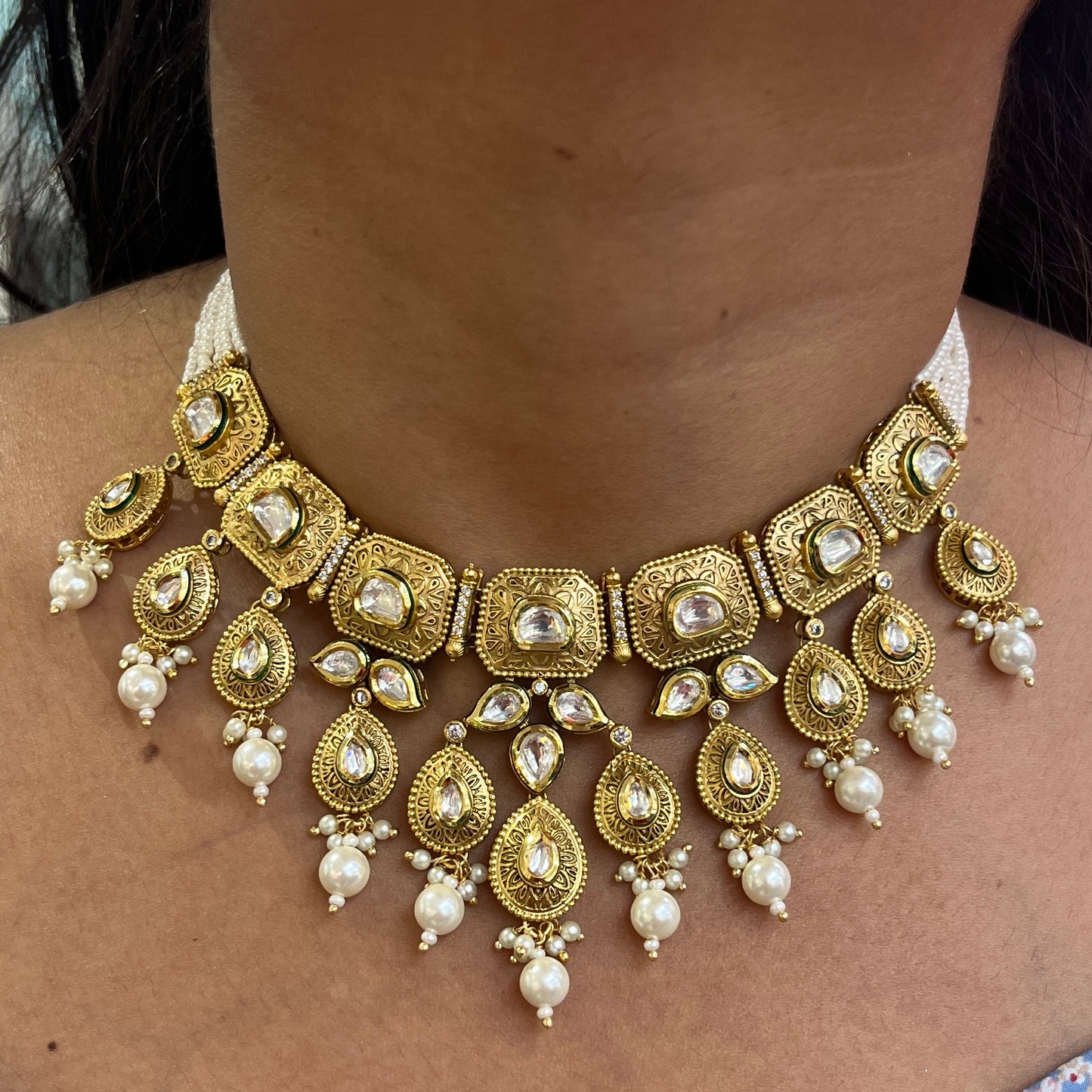 Noor Pearl Kundan Choker Set