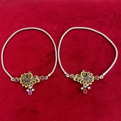 Antique Finish Peacock Brooch Anklet