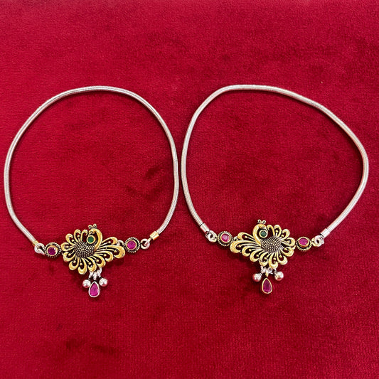 Antique Finish Peacock Brooch Anklet