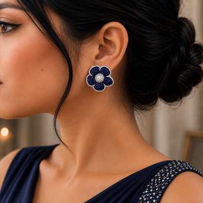 Royal Blossom Floral Stud Earrings