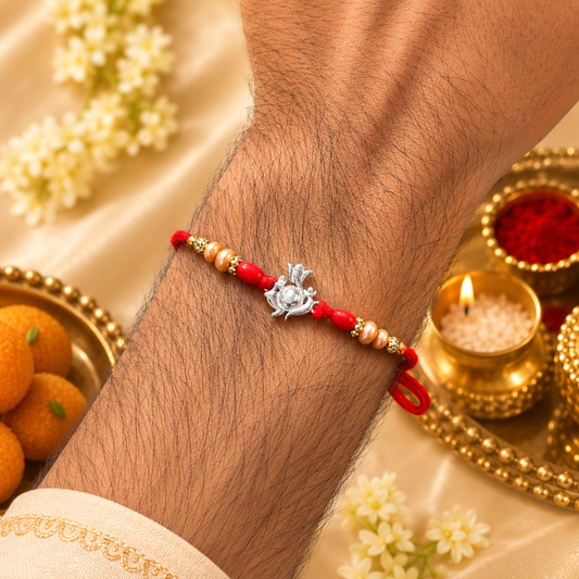 Divine Ganesha Silver Rakhi
