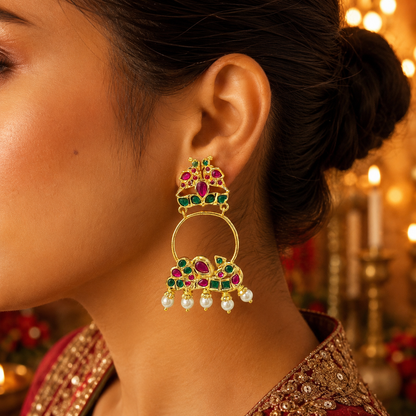 Mayura Darbar Hyderabadi Jadau Earrings