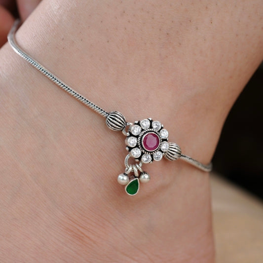 Tricolour Stone Brooch Anklet