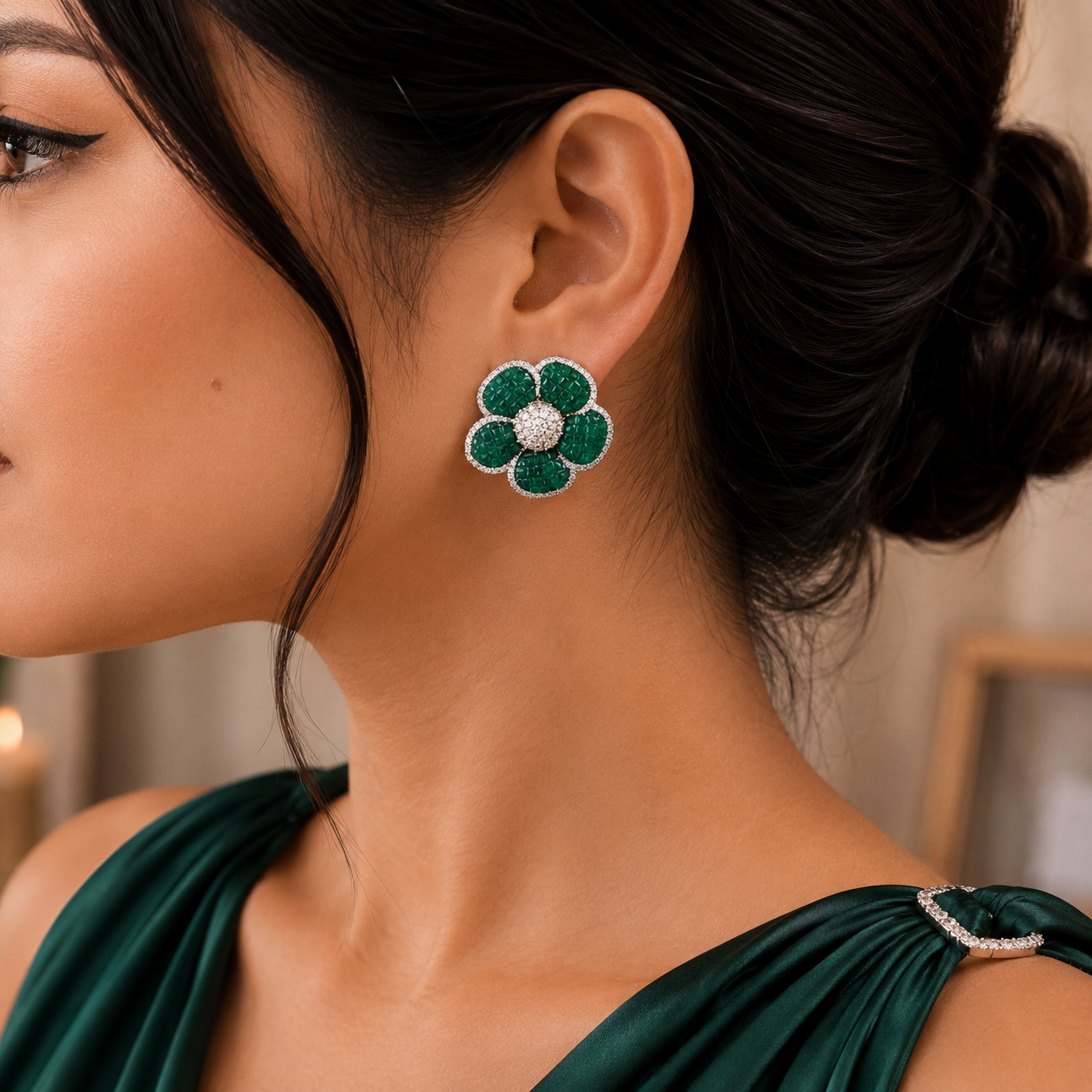 Royal Blossom Floral Stud Earrings