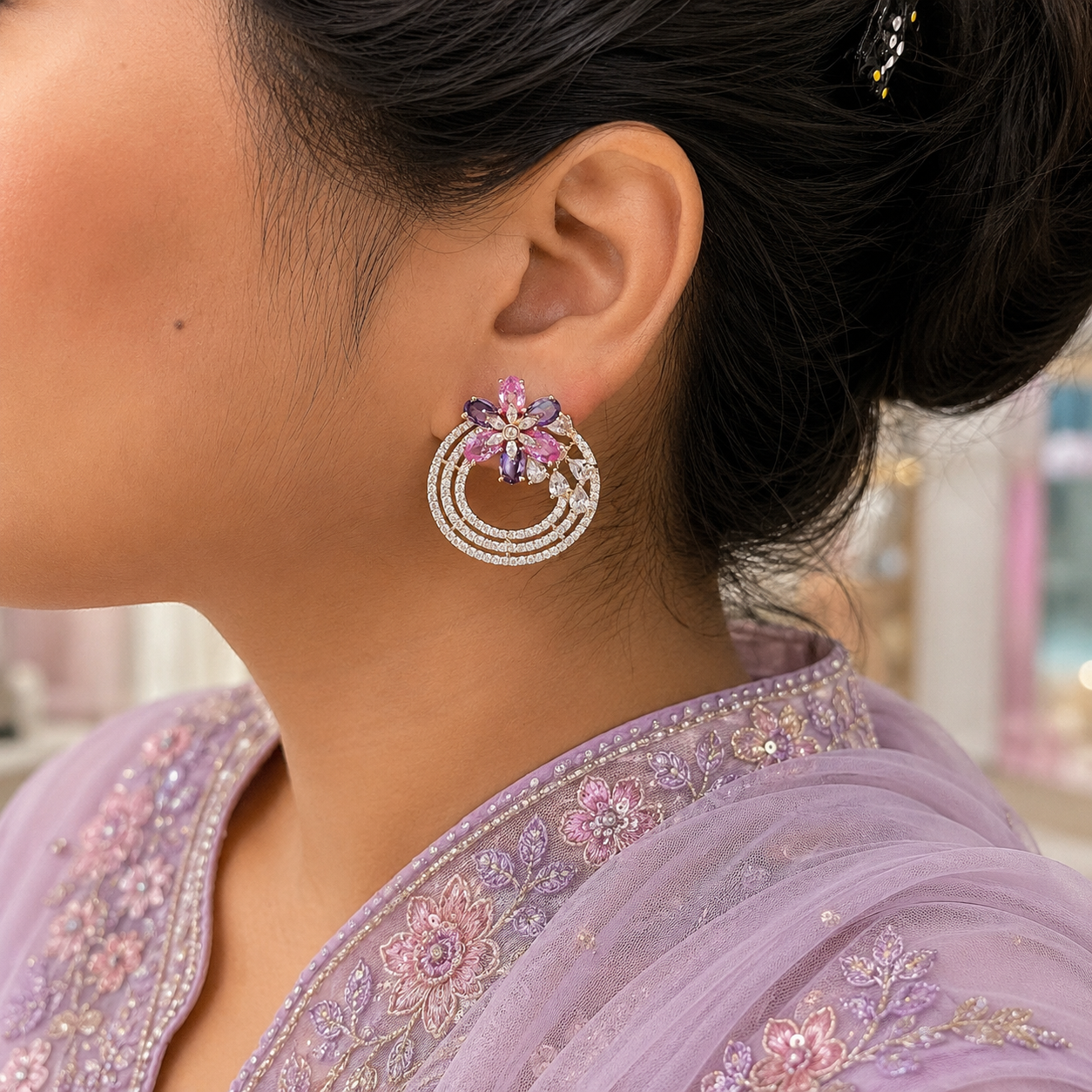 Pastel Bloom Halo Earrings