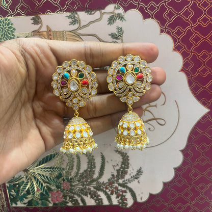 Panchratna Polki Jhumkis