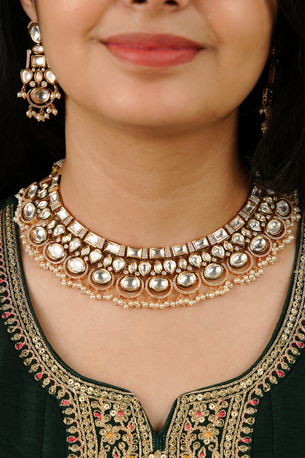 Pearl Peroi Kundan Semi-Bridal Set