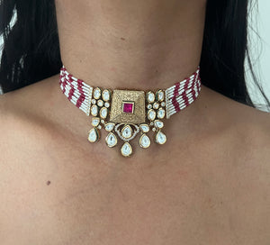 Antique Gold & Ruby Kundan Chic Set