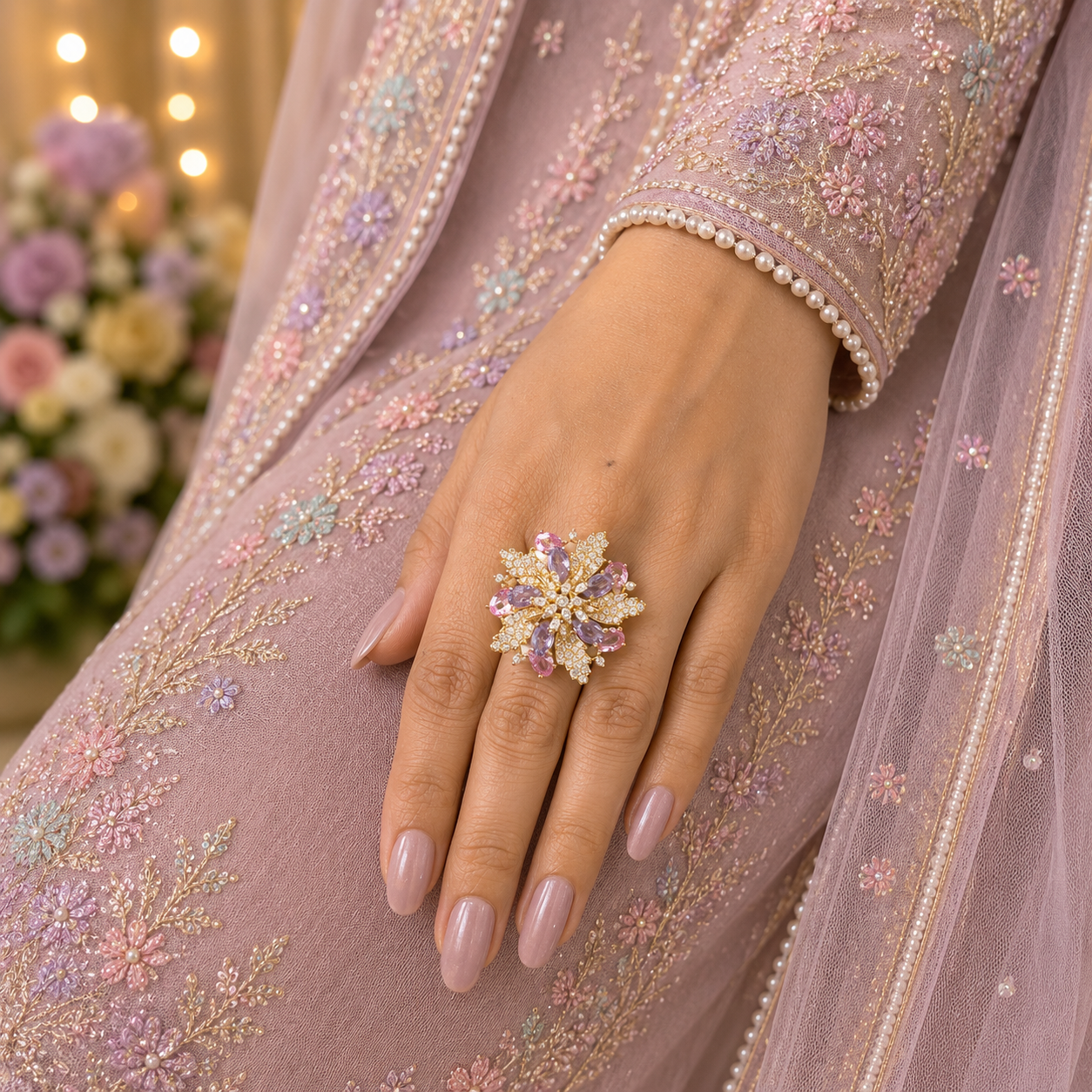Pastel Bloom Statement Ring
