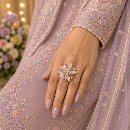 Pastel Bloom Statement Ring