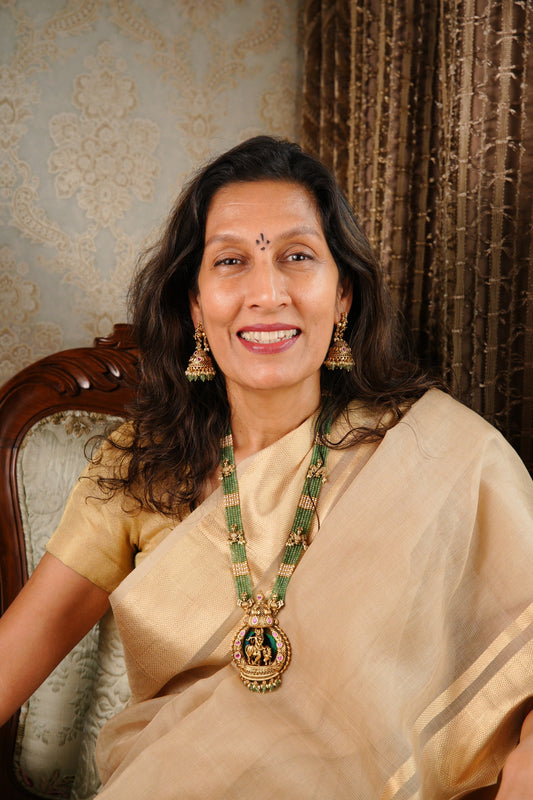 Divine Krishna Ensemble – Antique Gold & Green Bead Set