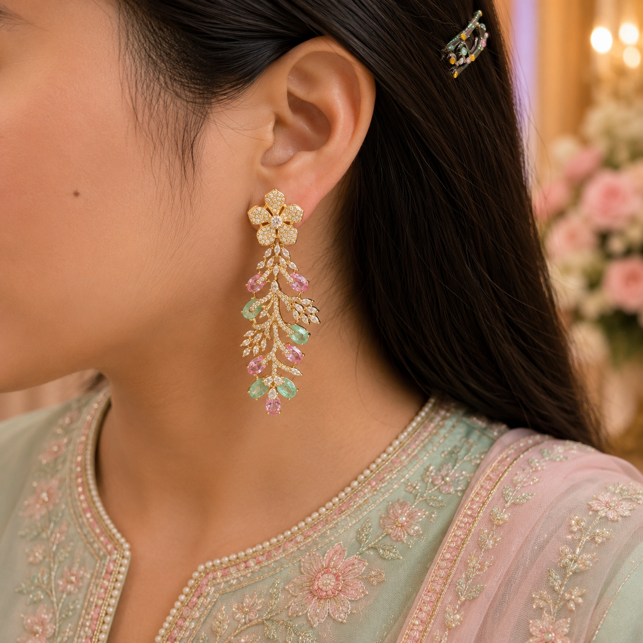 Pastel Blossom Vine Earrings