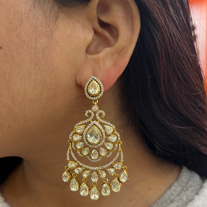 Moissanite Polki Peacock Earrings
