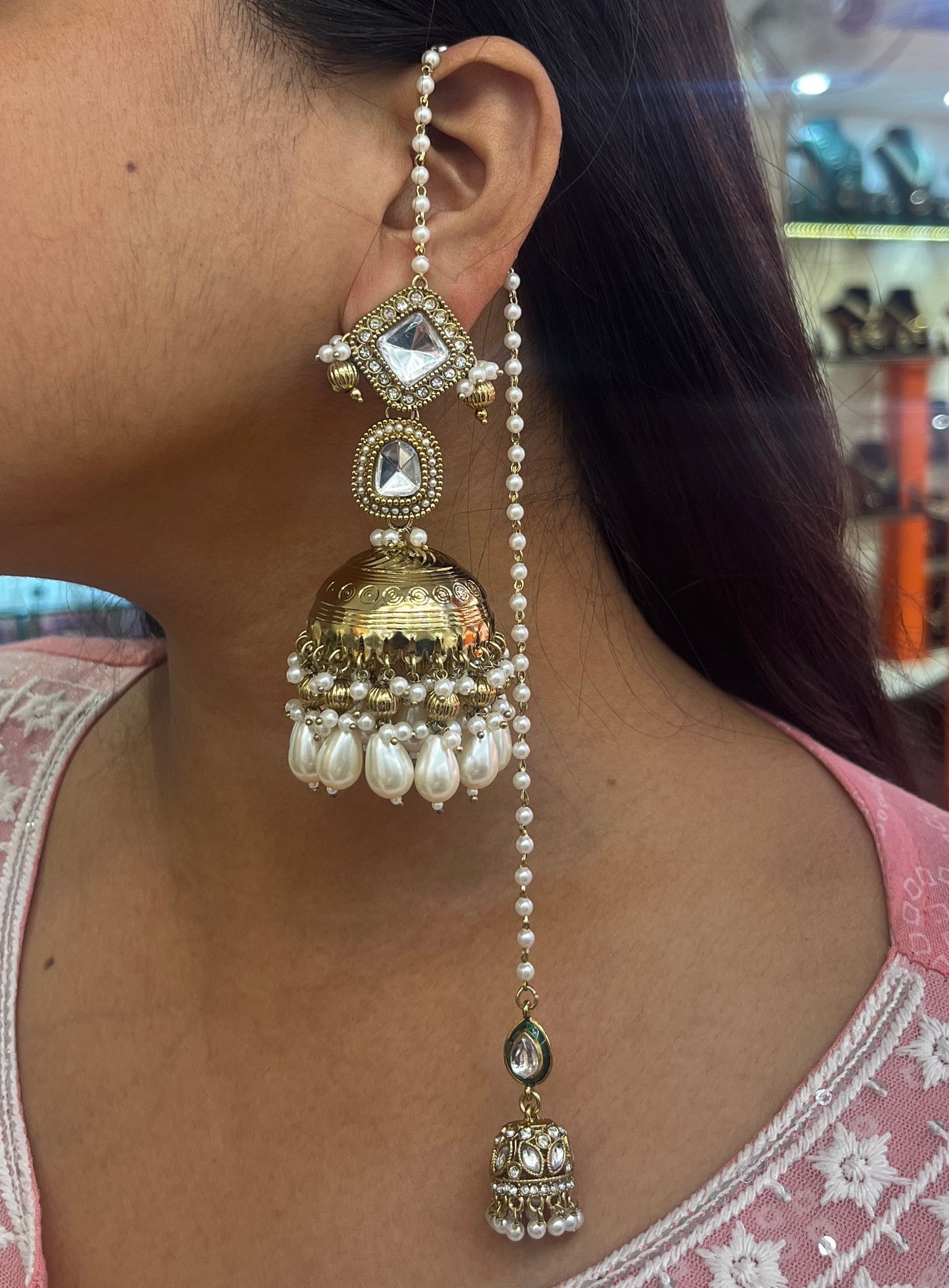 Noorani Pearl Doublet Jhumkis