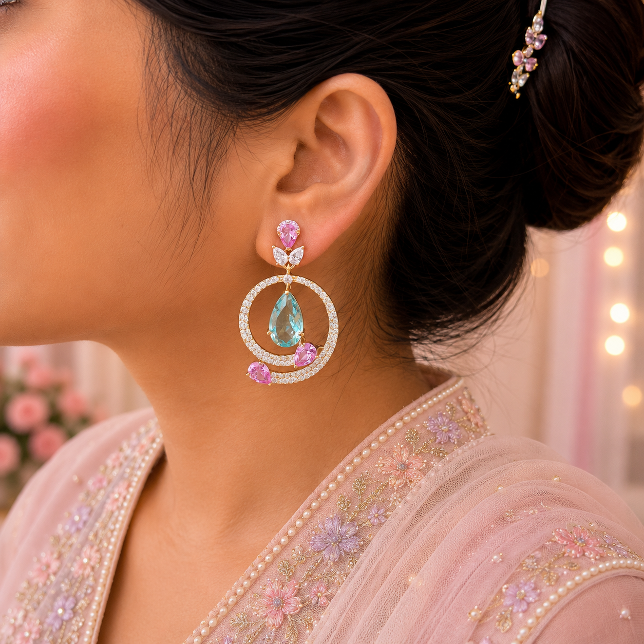 Celeste Halo Drop Earrings