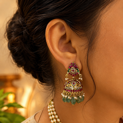 Royal Hyderabadi Jadau Rani Haar – Elegant Peroi
