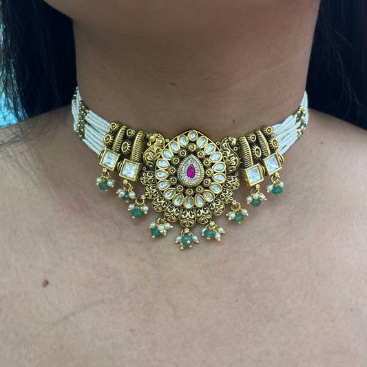 Mayura Mint Kundan Choker